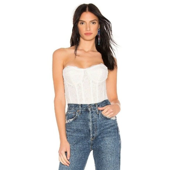 Bardot Tops - Bardot Oskar Bodysuit Orchid White Lace Floral